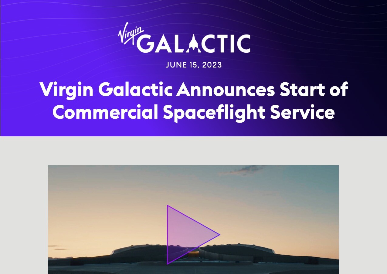 Virgin Galactic annuncia il lancio dei voli commerciali nello spazio