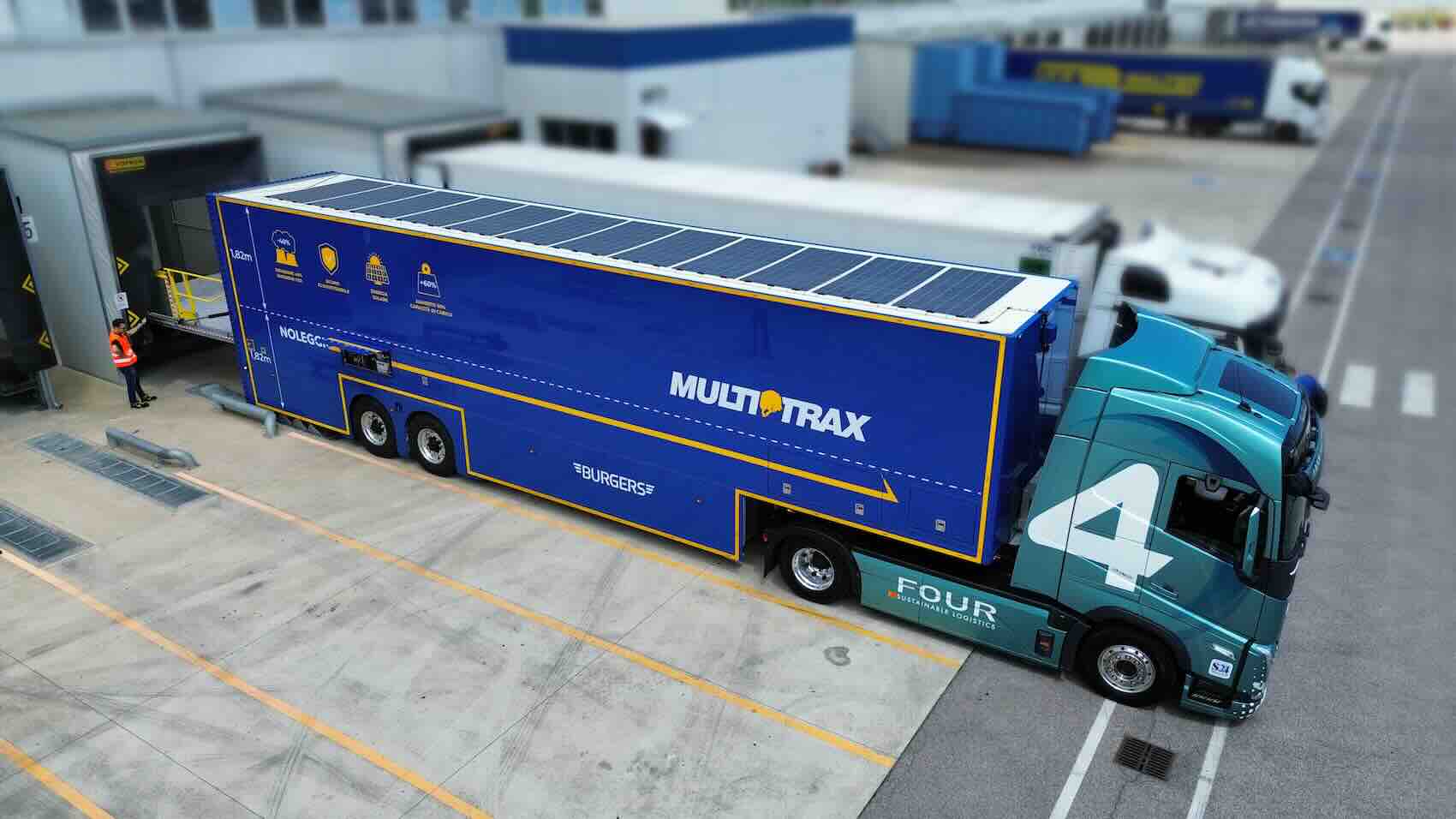Trasporto con trattore elettrico e semirimorchio speciale: progetto di FOUR Sustainable Logistics, Volvo Trucks Italia e Multitrax